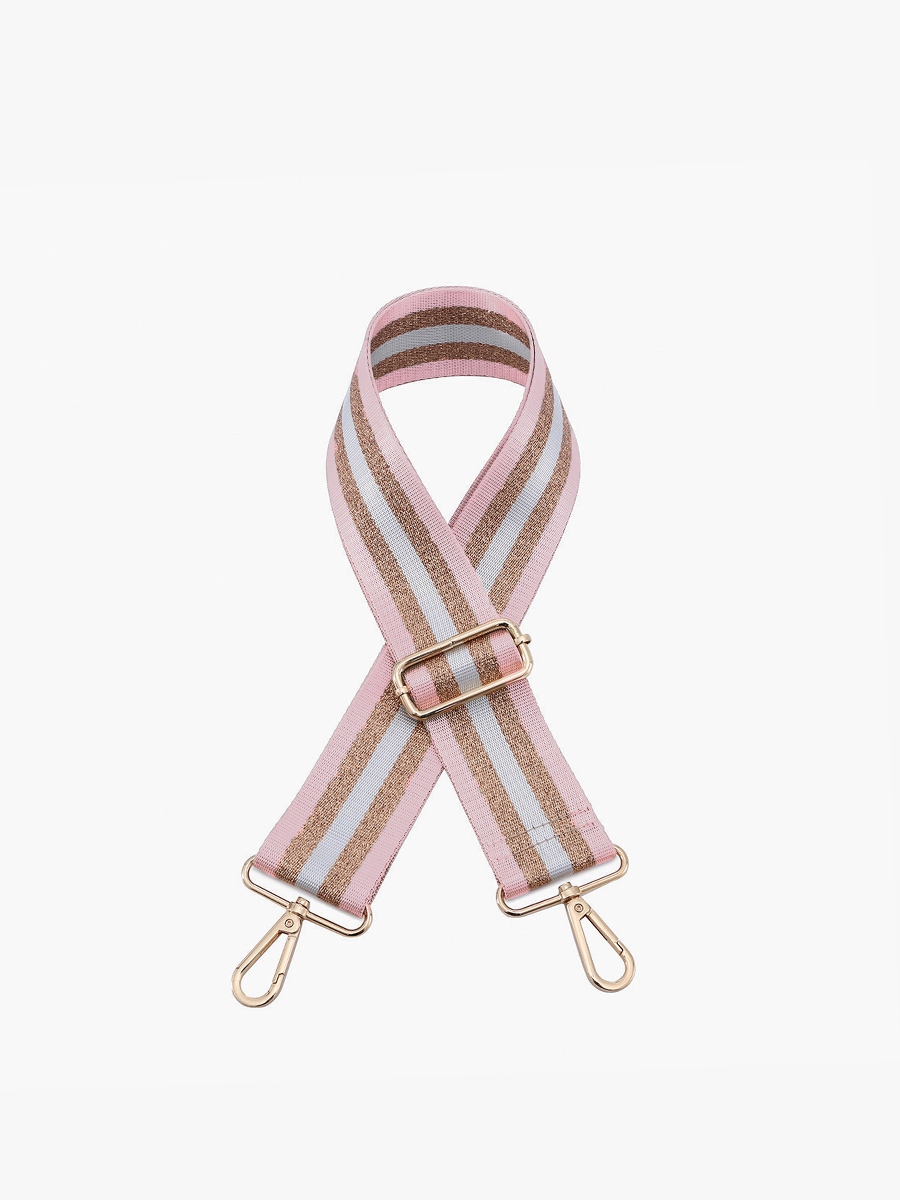 Pink and Gold Striped Guitar Strap