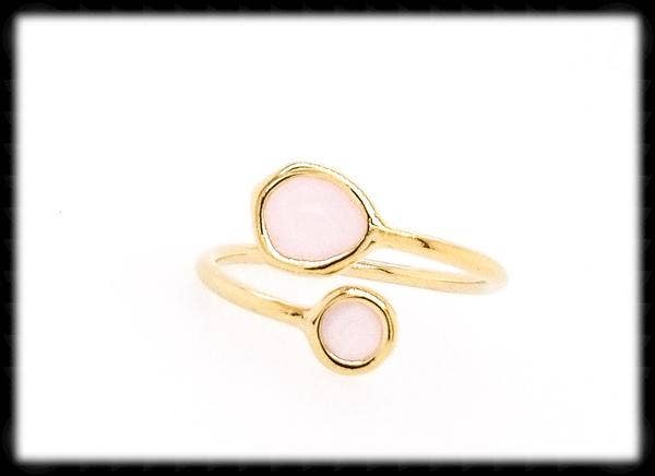 Framed Glass Adjustable Ring- Ice Pink Gold