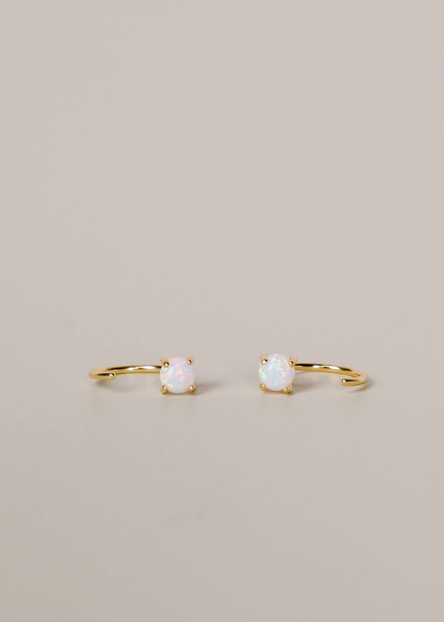 White Opal Huggie Earrings