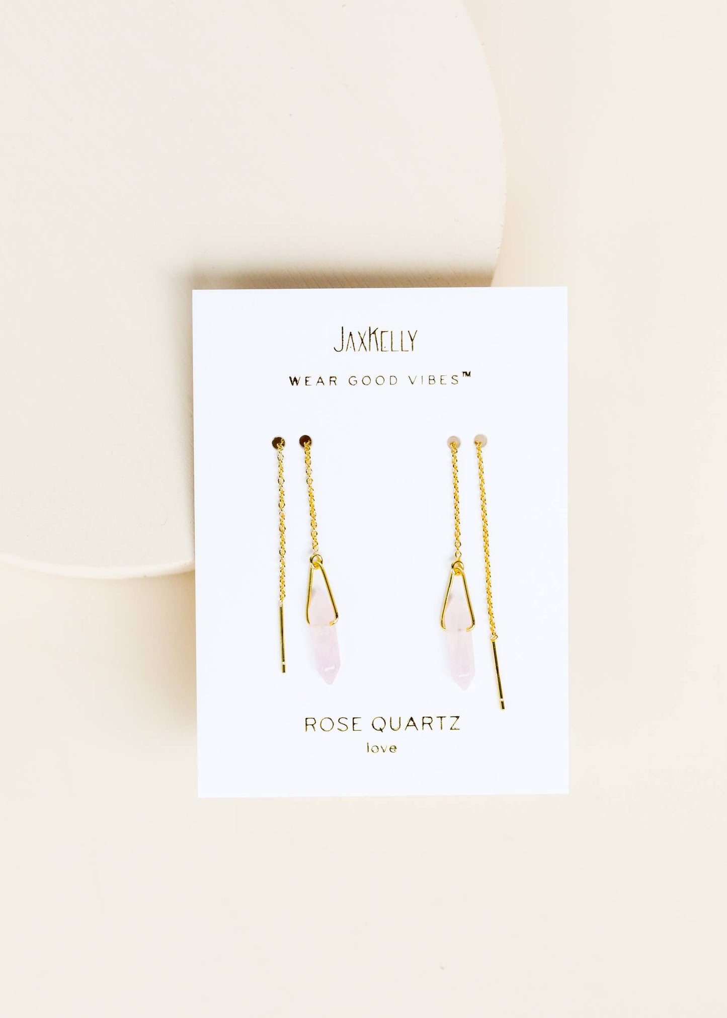 Threader Rose Quartz Earrings