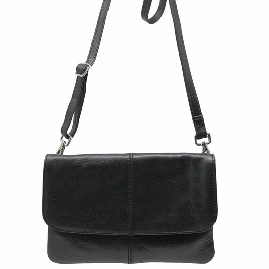 Lidia Black Leather Crossbody Bag