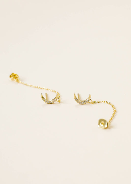 Moon Chain Huggie Earrings