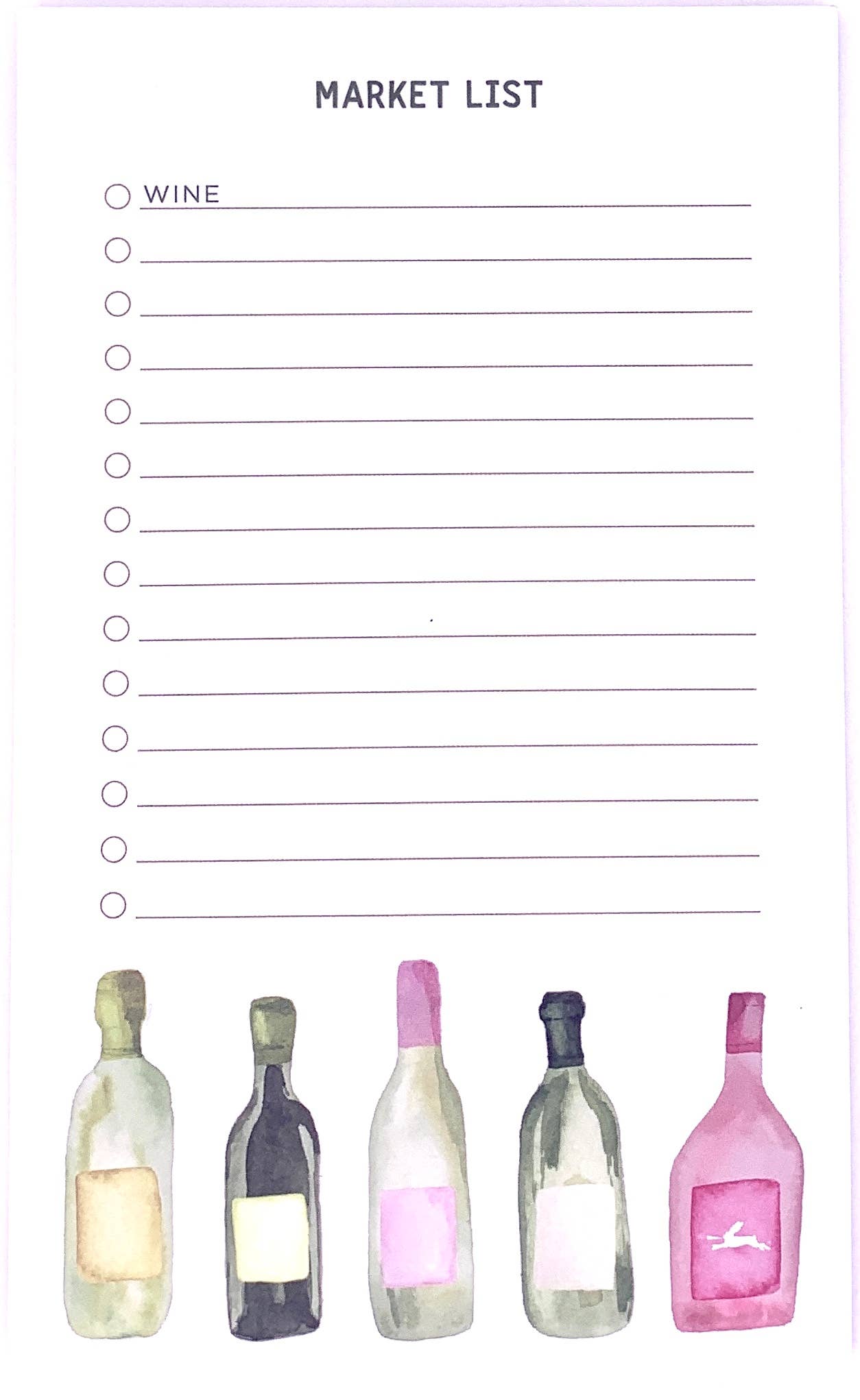 Wine Bottles Market Pad 4.25" x 7" - Market List Pad Notepad