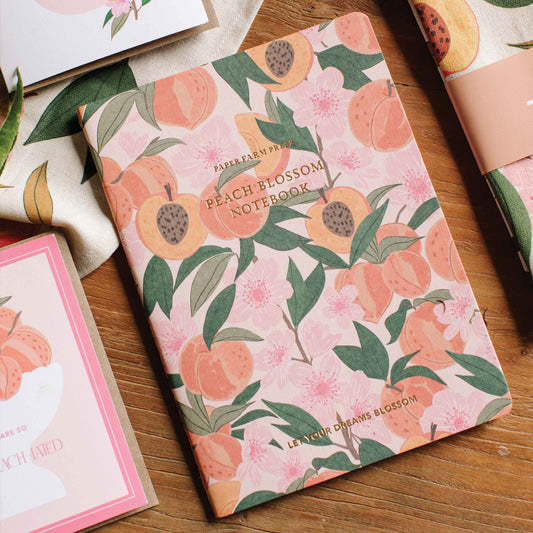 Summer Journal Peach Blossom Linen Notebook Gold Foil