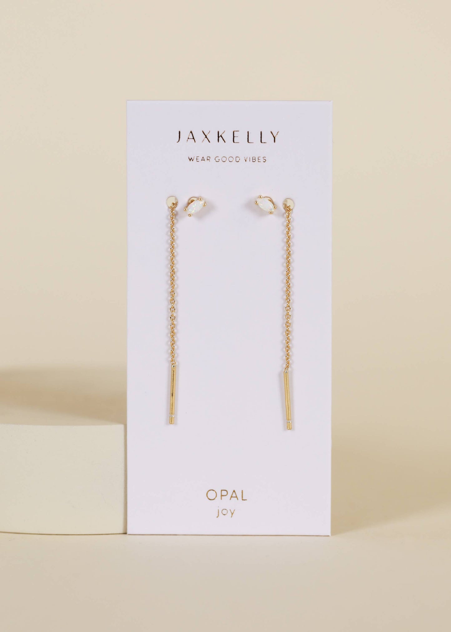 White Opal Studded Threader Earrings