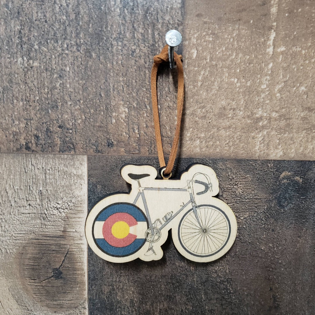 Bicycle Colorado Christmas Wooden Ornament - Birch & Maple