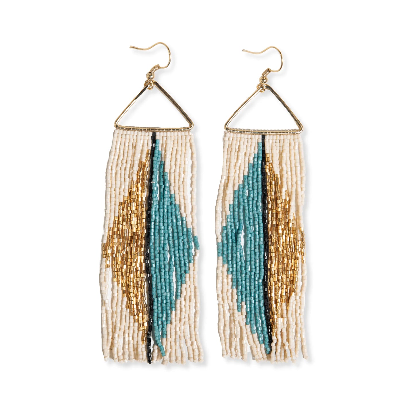 Erica Split Diamond Beaded Fringe Earrings